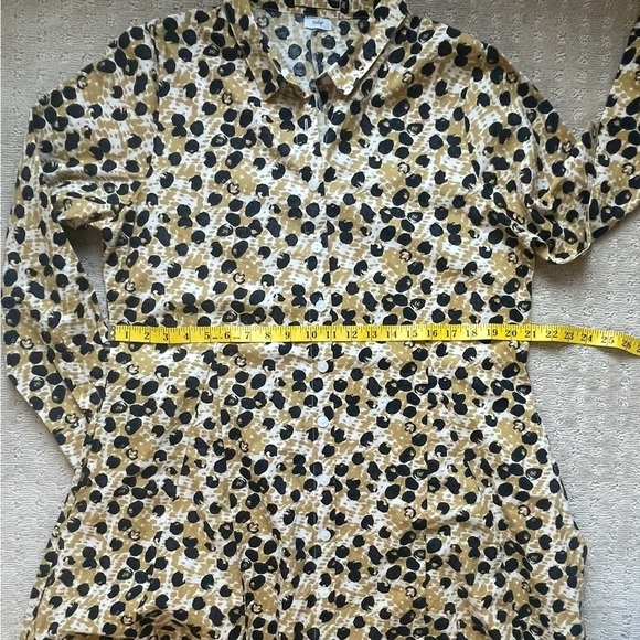 Tulip Shira Button Front Shirt Dress, Yellow & Blue Sz Med, Leopard Print - Picture 12 of 16